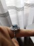 Елегантен Сребърен 925 пръстен с Родиево покритие и Натурален London Blue Топаз и Циркони!, снимка 5