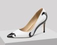 Красив модел бели елегантни обувки с ток, снимка 4