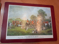 Винтидж корк подложки с антични ловни картини, снимка 6