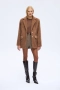 Кафяво пухкаво текстурирано палто,мека и топло, цвят кафяв, снимка 3