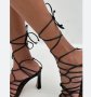 Сандали на висок ток с връзки, снимка 1 - Дамски обувки на ток - 44241415