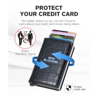 4041 Черен кожен портфейл за кредитни карти със защита, снимка 3 - Портфейли, портмонета - 42167754