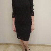 Черна рокля дантела размер S