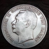 3 марки 1908 година Баден Германия сребро, снимка 4 - Нумизматика и бонистика - 40398388