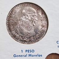 Мексико. Стара серия. Чисто нови.   1965 - 1968   година. 1 песо е сребърна монета., снимка 2 - Нумизматика и бонистика - 42218673