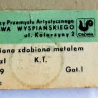 Дървена плоча декорирана с метал Варшава. Полша 1969, снимка 4 - Пана - 41398457