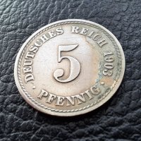 Стара монета 5 пфенига 1903 г.буква А - Германия- рядка,121 годишна !, снимка 13 - Нумизматика и бонистика - 39740302
