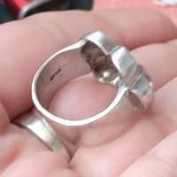 Винтидж / Стар сребърен пръстен с Морганит проба 925 , снимка 9 - Пръстени - 42322435