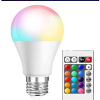 LED RGB крушка,16-цвята,E27 Основа 220V,10W Димируемо 24-клавишно дистанционно управление, снимка 4 - Крушки - 41225825