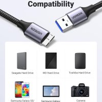 UGREEN Micro USB 3.0 кабел, USB 3.0 A към Micro B, найлонова плетена обвивка, снимка 6 - Кабели и адаптери - 42591599
