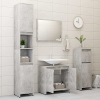 Комплект мебели за баня от 3 части, бетонно сив, ПДЧ, снимка 3 - Шкафове - 36310834