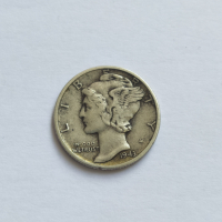 Сребърна Монета AMERICA ONE DIME 1943, снимка 3 - Нумизматика и бонистика - 36401138