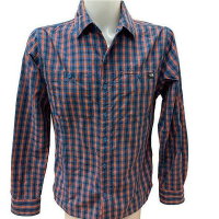 Мъжка риза THE NORHT FACE размер M синьо оранжево каре, снимка 1 - Ризи - 44569530