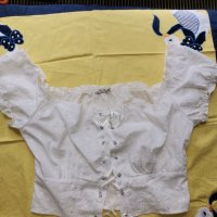 Бяла памучна блузка бюстие, снимка 1 - Корсети, бюстиета, топове - 41712673