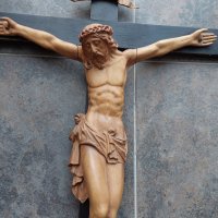  Огромен 100 годишен дървен кръст с разпънат Исус Христос (подписан ръчно изработен), снимка 4 - Икони - 41897178