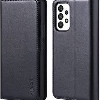 Нов черен кожен калъф кейс гръб за телефон Samsung A53 Защита Самсунг, снимка 1 - Калъфи, кейсове - 40412796
