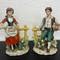 Чифт стари немски фигури на момче и момиче. №5176, снимка 2 - Колекции - 44725584