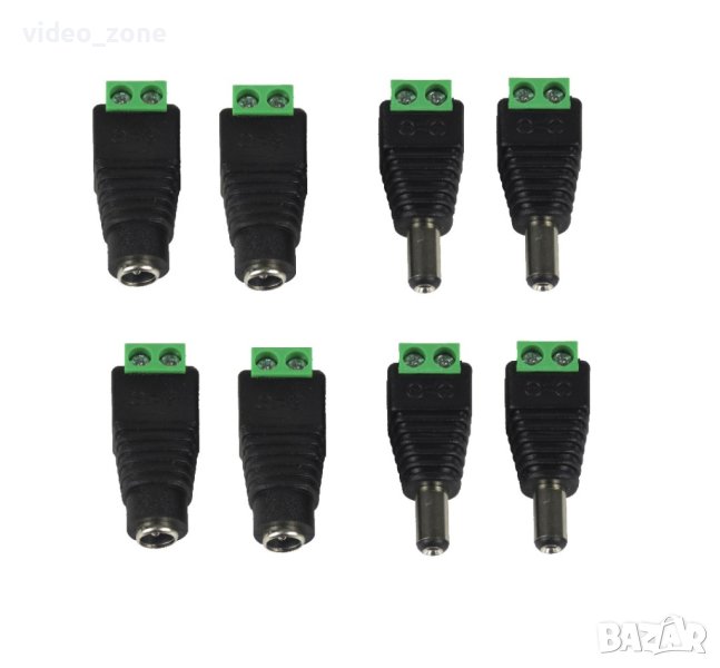 Захранващи букси DC - 4 мъжки и 4 женски - за видеонаблюдение, снимка 1