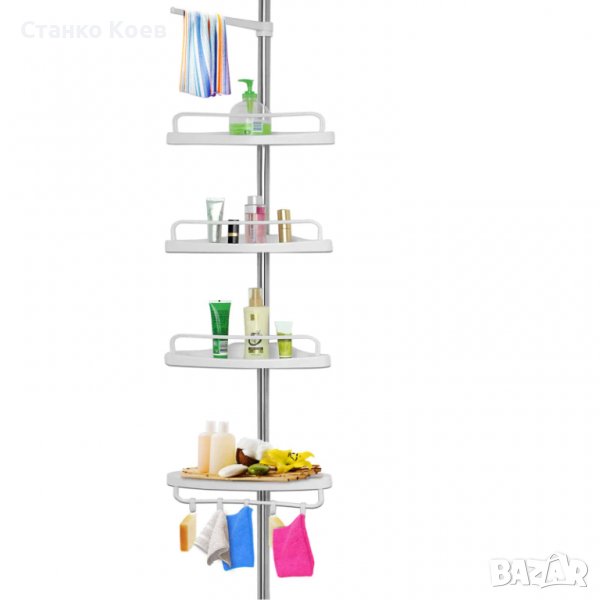 Регулируем телескопичен рафт за баня с 4 нива, 155-304 см, снимка 1