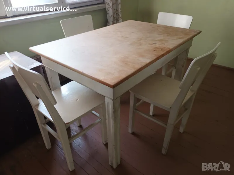 Голяма разтегателна кухненска маса с 5 стола, снимка 1