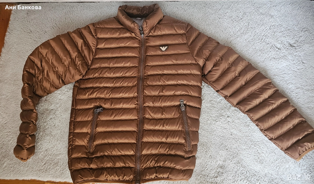 Мъжко преходно яке тип пухенка – Кафяв гланц, Размер S, снимка 1