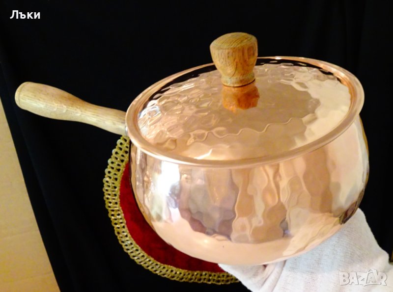 Медна тенджера,медна касерола,ръчно кована. , снимка 1