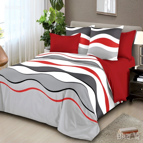 Двулицево спално бельо с ластик, 6 части - Модел WS17705, снимка 1