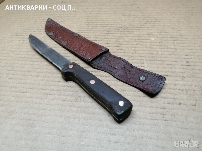 Стар Кован Нож Със Стара Кожена Кания. , снимка 1