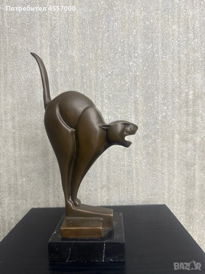 Уникална Ар Деко бронзова скулптура "Пантера" – Chris van der Hoef (JB Paris, снимка 1