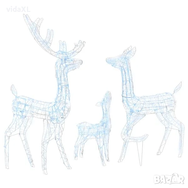 vidaXL Акрилна коледна украса семейство елени, 300 LED, топло бяло(SKU:329794), снимка 1