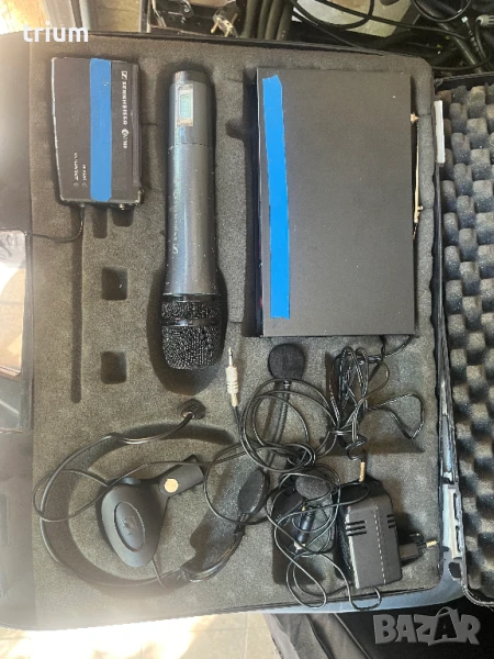 Безжични микрофони Sennheiser комплект дръжка, хедсет, снимка 1