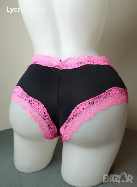 M/L луксозни черни бразилиани с розова дантела , снимка 1