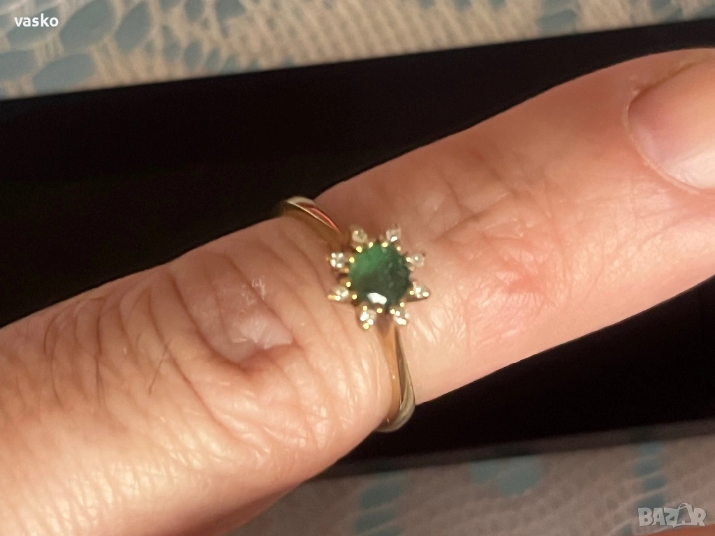 Злато+брилянтчета+изумруд, снимка 1