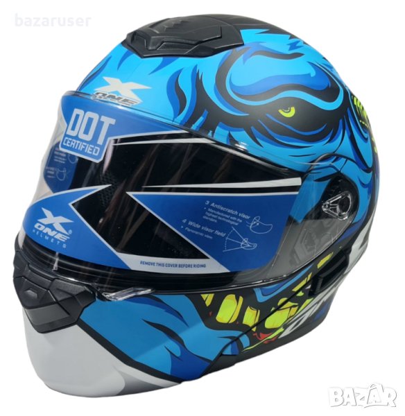 Нова Мото Каска -№245 X-ONE -Helmets- синя -А3785 -M, снимка 1