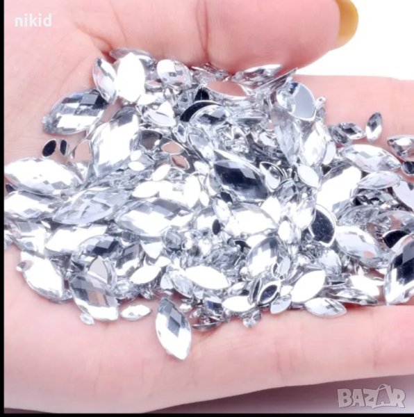 Елипсовидни елипс мъниста камъчета бижу украса декорация за нокти и др, снимка 1