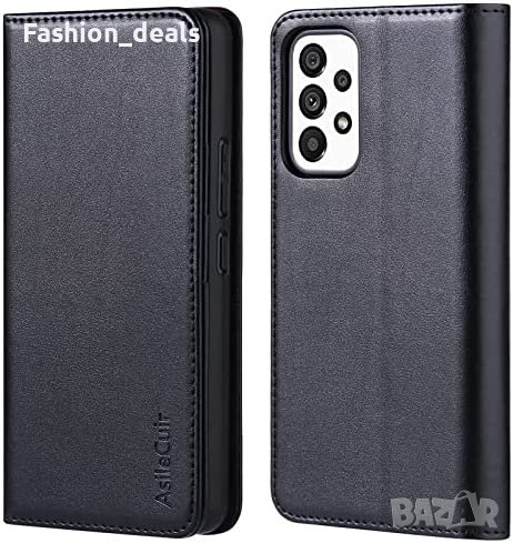 Нов черен кожен калъф кейс гръб за телефон Samsung A53 Защита Самсунг, снимка 1