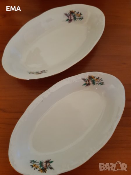 Български стар Порцелан за допълване: Чинии овални и малка, снимка 1