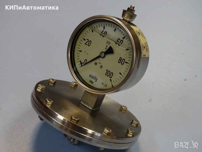 манометър Wika 1.4571 ф100 0/100 mmHg, снимка 1