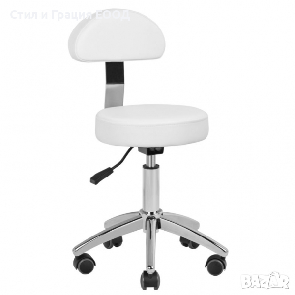Козметичен/фризьорски стол - табуретка за педикюр 304P - 37/43 см - бяла, снимка 1