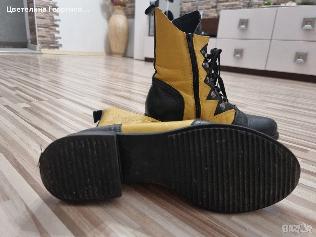 Дамски боти от естествена кожа, снимка 1