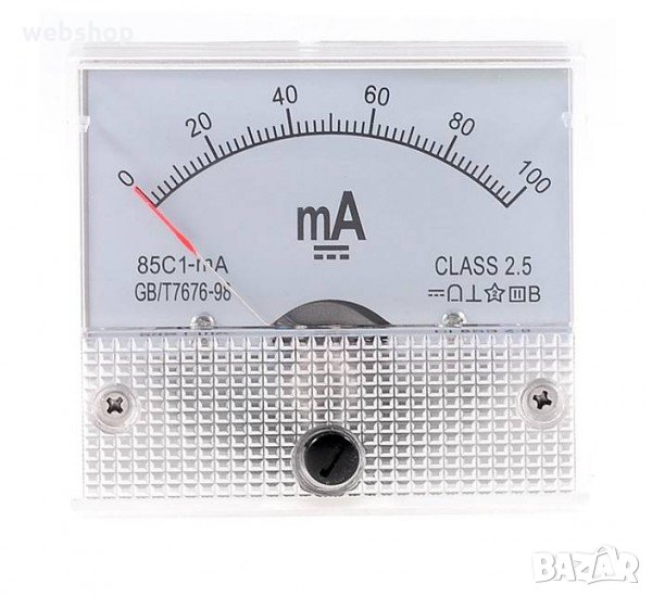 Амперметър DC директен 100mA Ф44mm, снимка 1