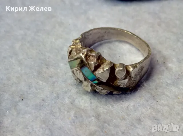 СТАР АРТ НУВО СТИЛ СРЕБЪРЕН ПРЪСТЕН СРЕБРО ВИСОКА ПРОБА ИНКРУСТИРАН РЪЧНО с КРАЛСКИ СЕДЕФ 41203, снимка 10 - Антикварни и старинни предмети - 50023756