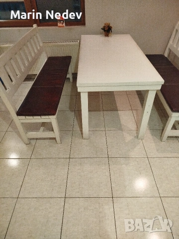 маса с две пейки, снимка 3 - Градински мебели, декорация  - 53738902