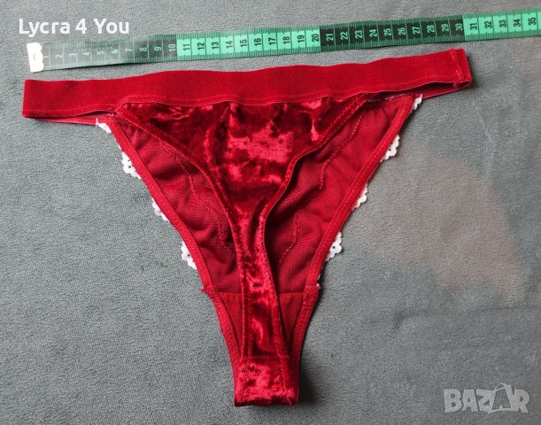 S/M червен плюшен комплект от прашка и бюстие, снимка 9 - Бельо - 40959474