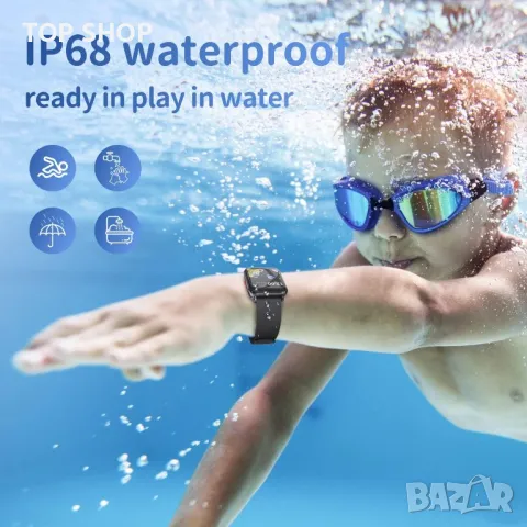 Детски интелигентен часовник черен 1,4" сензорен екран Bluetooth, съвместим с Android IOS,, снимка 4 - Детски - 49785444