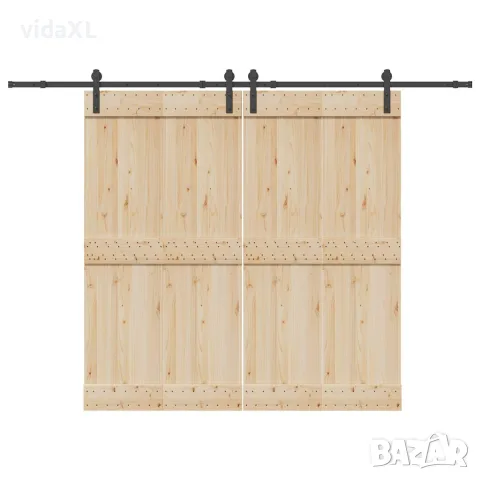 vidaXL Комплект механизъм за плъзгаща врата, 305 см, стомана, черен, снимка 2 - Железария - 56146976