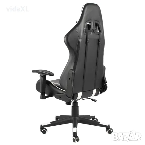 vidaXL Въртящ геймърски стол, бял, PVC, снимка 3 - Работни маси и бюра - 56146302