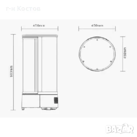 Витрина за торти и сладкарски изделия НОВА настолна кръгла въртяща се цвят черна средно-температур , снимка 8 - Хладилни витрини и фризери - 49252959