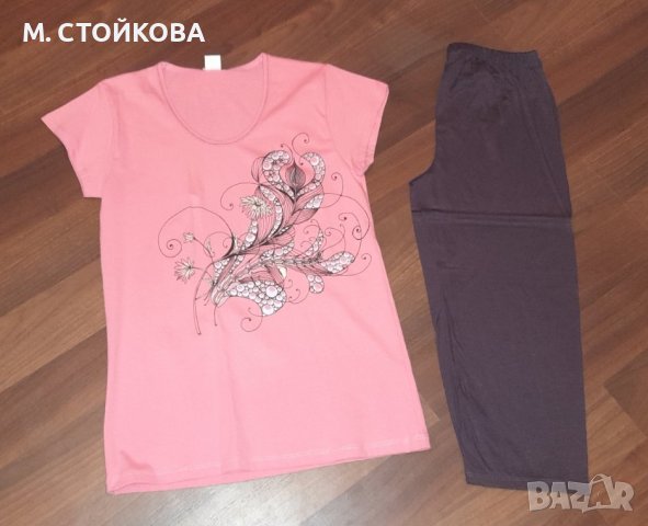 ПОСЛЕДЕН БРОЙ! пижама с къс ръкав и 3/4 гащи - цветя