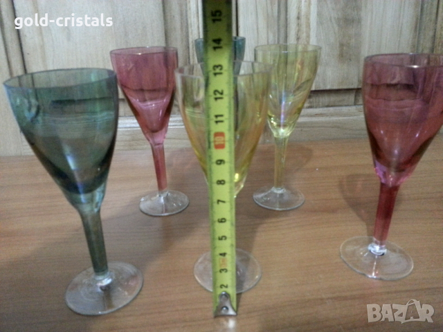 Стъклени чаши чашки цветно стъкло, снимка 3 - Антикварни и старинни предмети - 36212567